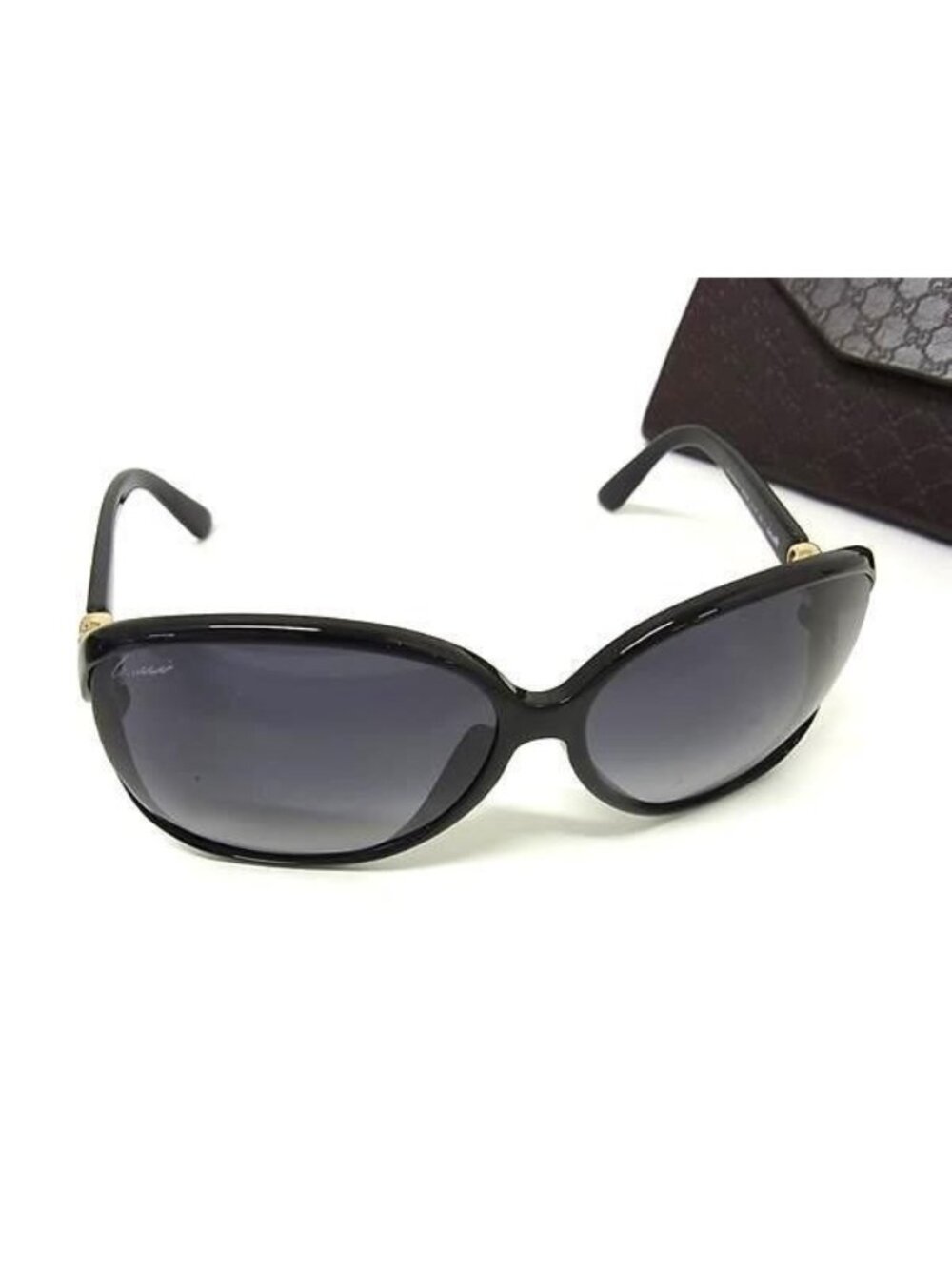 Gucci Sunglasses Lovely Heart S Black Gold Silver Acetate Metal GG Pattern